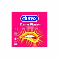 Durex Pleasure Me three pack Condoms in a Pink Box with a Lip on it.