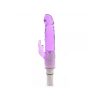 The purple jelly rabbit vibrator standing on its base