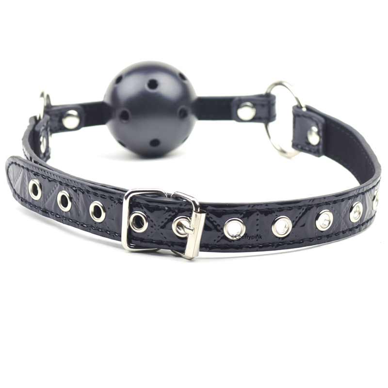 Black Ball Gag With Leather Strap and Buckle
