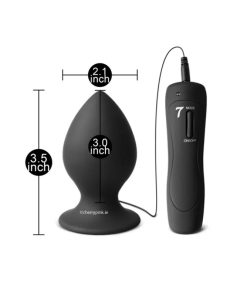 7-Speed Black Silicone Vibrating Anal Plug with Sizes