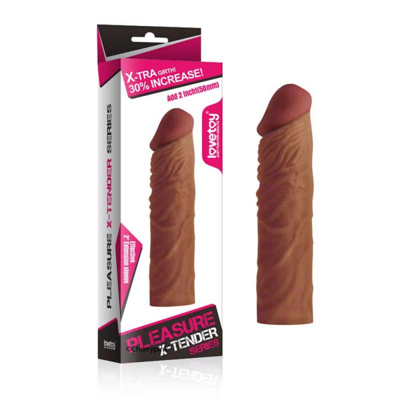 Pleasure X-Tender Realistic Penis Sleeve and its outer box.
