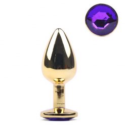 Gold Metallic Butt Plug Purple Base