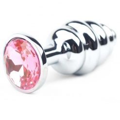 Metallic Butt Plug With Pink Diamond crystal in the base
