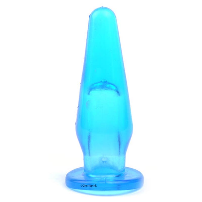 Mini Finger Butt Plug blue on a white background.