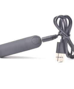 Rechargeable Vibrating Bullet with is charging cable plugged in.