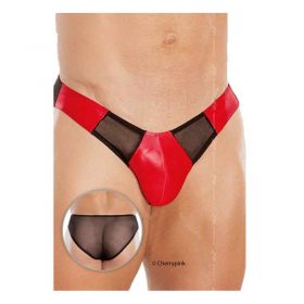 Softline Red Mens Thong on a male model