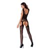 Passion Bow Motif Bodystocking Black Open Back