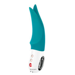 The clitoral Vibrator With Lips a t The Tip That Flutter Very Fast in a Turquoise Colour..
