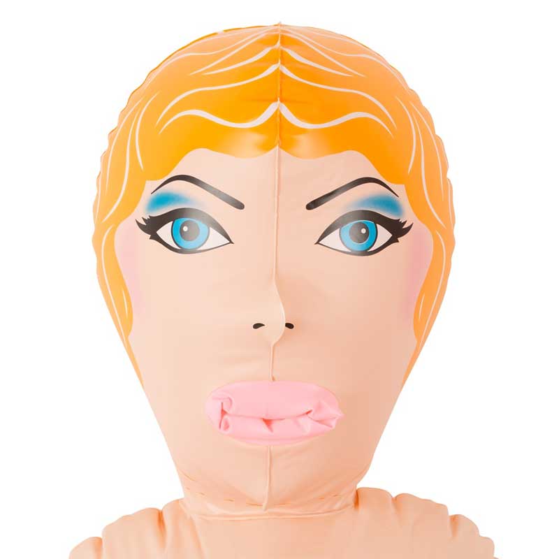 Close up look at the blow up sex dolls face
