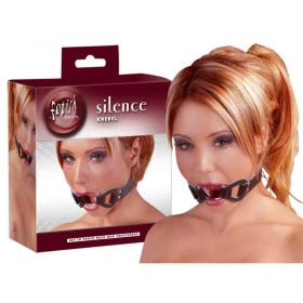 A model wearing the mouth gag with the display box in the background