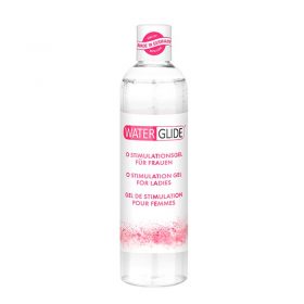 A clear bottle of waterglide orgasm gel