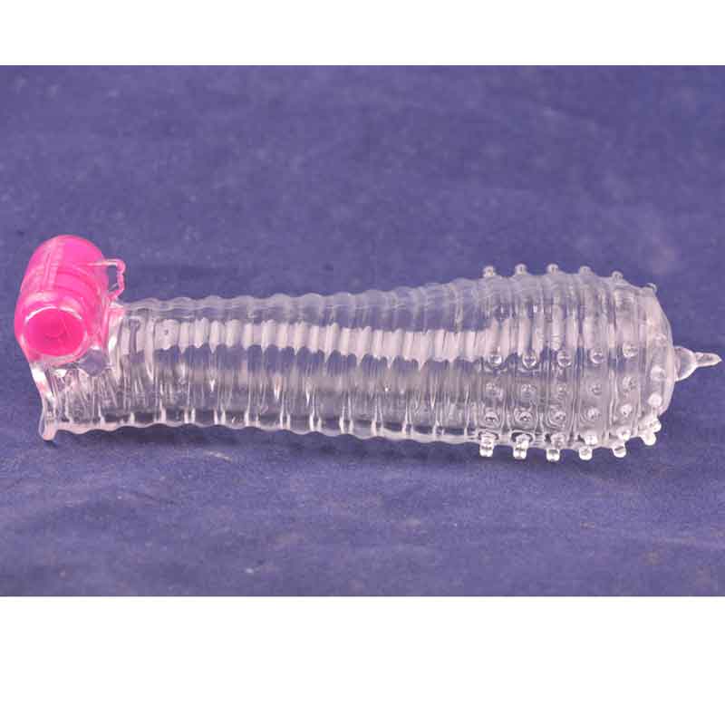 Clear penis sleeve with pink vibrator