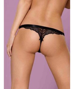 The back of the lace thong with small bow detail