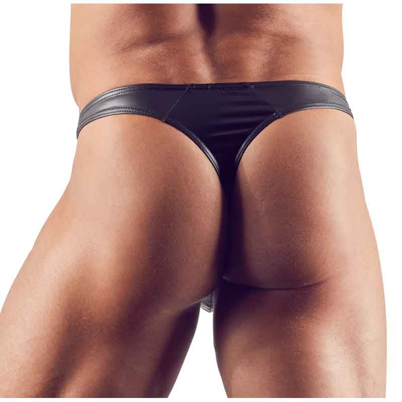 A male model wearing the g-string from the back