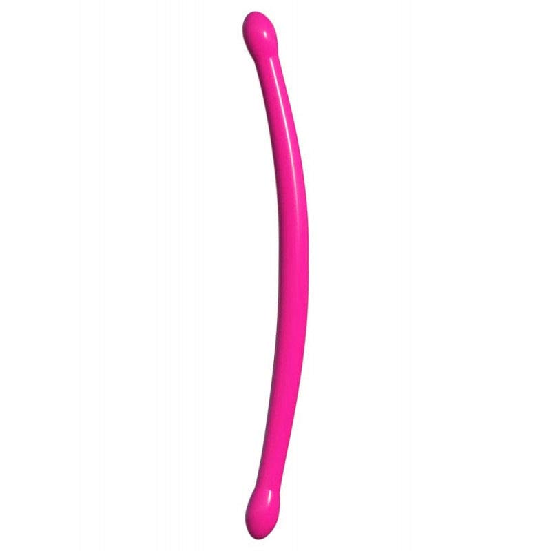 Pink double ended dildo with a bulbous tip at each end