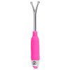 Clit Stimulation deluxe Vibrator has a Pink handle with metal V-shaped clitoral stimulator