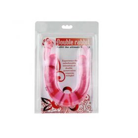 Pink rabbit double dildo in its display packet