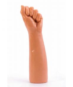 A large flesh dildo in the shape of a closed fist and arm