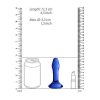The blue glass plug standing with all its measurements