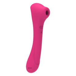 The pink clitoral sucking vibrator on a white background