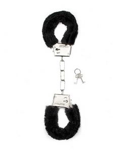 Black Furry Handcuffs With Two Keys