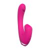 This is a pink clitoral vibrator with a g-spot vibrator at the pulsating tip