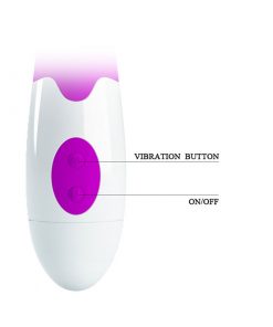 The pretty love rabbit clitoral vibrator showing the on/off buttons