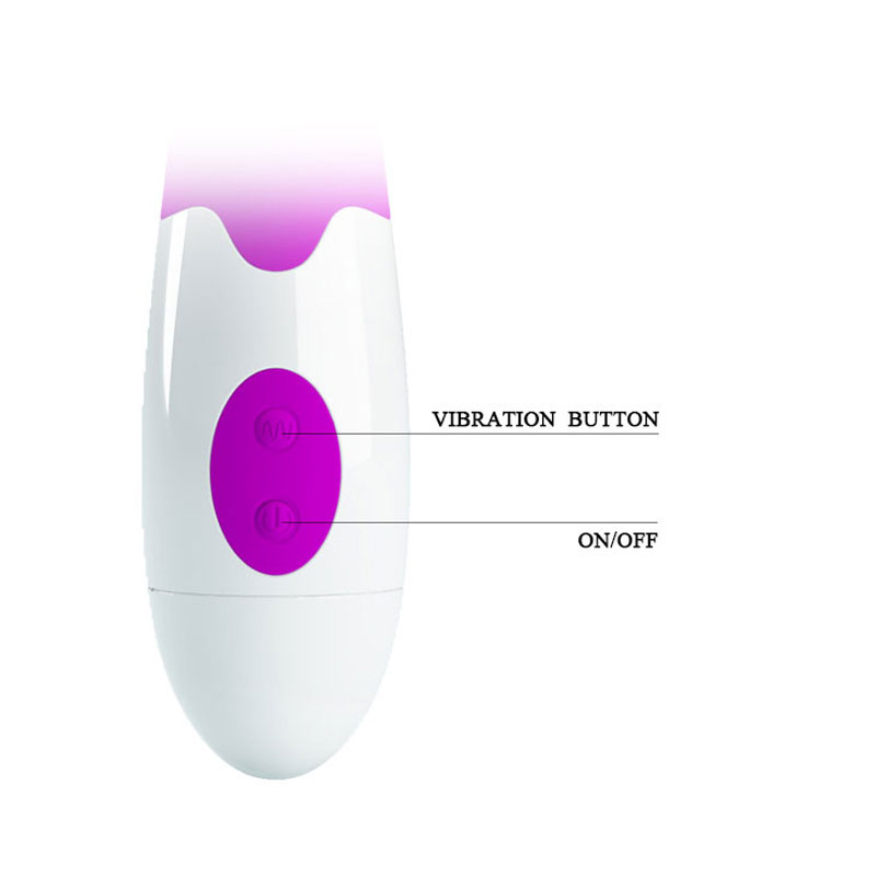 The pretty love rabbit clitoral vibrator showing the on/off buttons