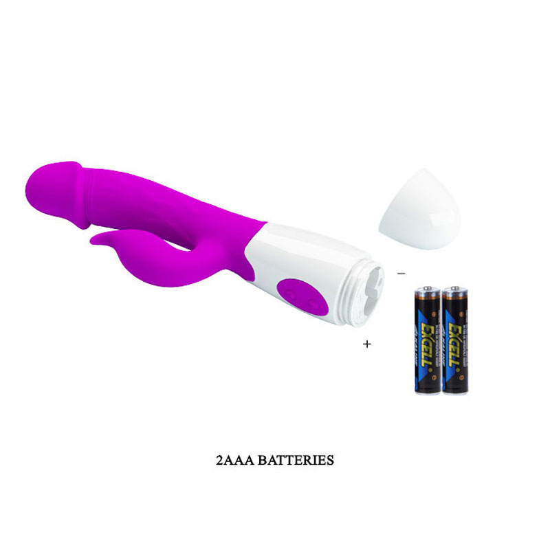 Pretty love peter is a waterproof clitoral vibrator with a g-spot head the base is open and the batteries are on show