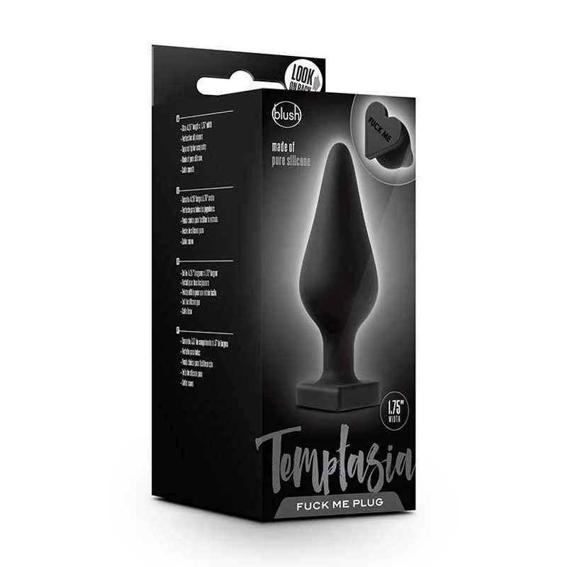 The black display box from the anal butt plug with the words fuck me
