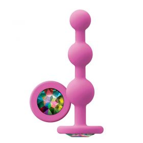 The Glams Ripple Rainbow Gem Pink Anal Bead for anal play