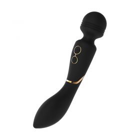 The black Elite Celine Wand Vibrator has a gold inlay