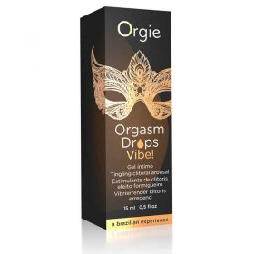 The display box from the Orgie Orgasm Drops Vibe