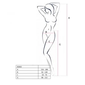 The size chart from the Passion Heart Design Crotchless Suspender Tights