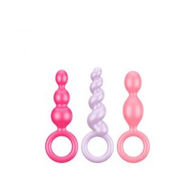 The Satisfyer Booty Call Plugs Multi Colour with finger loops