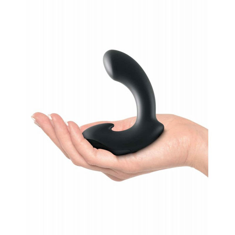The Sir Richard's Control Silicone P-Spot Massager in a hand