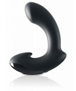 Side view of the black Sir Richard's Control Silicone P-Spot Massager