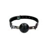 The black bondage Breathable Ball Gag Old School Tattoo Style on a white background