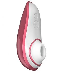 Side view of the red coloured Womanizer Liberty Clitoral Vibrator