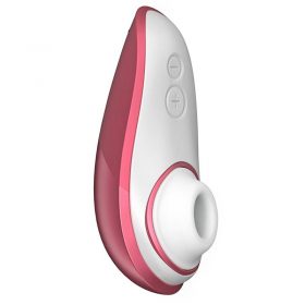 Side view of the red coloured Womanizer Liberty Clitoral Vibrator