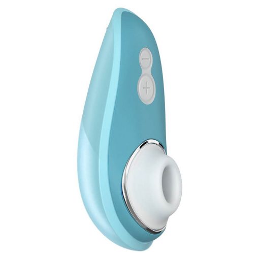 A side view of the blue coloured Womanizer Liberty Clitoral Vibrator