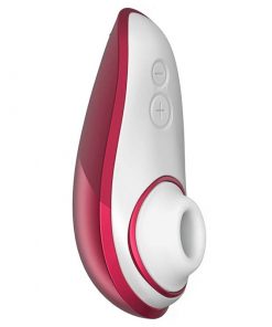 Side view of the red coloured Womanizer Liberty Clitoral Vibrator