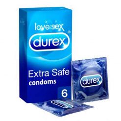 Durex extra safe 6 pack in a blue box