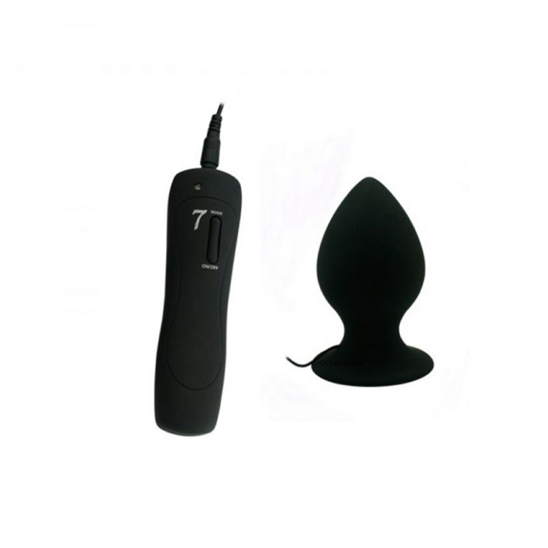 7-Speed Black Silicone Vibrating Anal Plug With Its Remote Controller