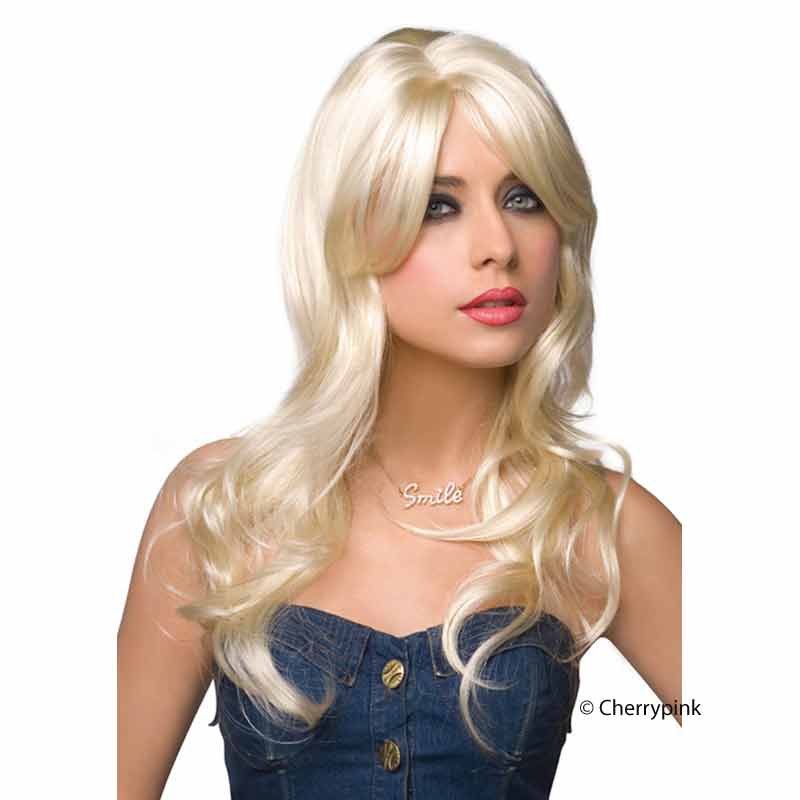 Jessie Long Blond Wig on a model from the front