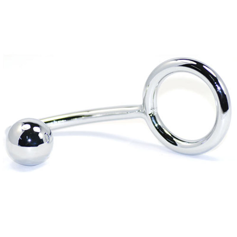Metal Anal Ball Hook And Cock Ring Front View