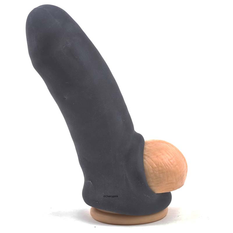 Penis Extender with Texture Inside on a dildo