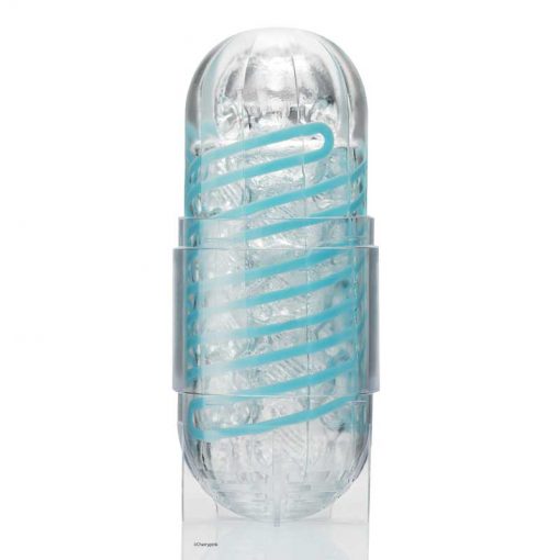 Tenga Spinner Masturbator Tetra on its stand