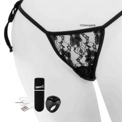 The black knickers on a on a mannequin with the bullet vibrator and controller