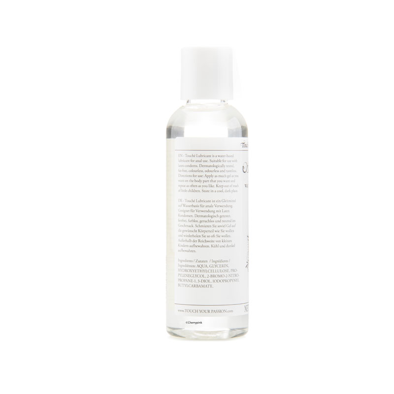 Touche Water-Based Anal Lubricant Back View pf the 150ml Bottle